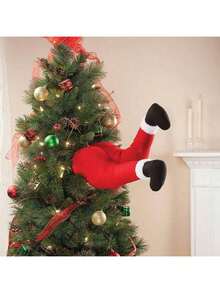 红色圣诞树腿圣诞树装饰品毛绒门饰圣诞老人腿圣诞装饰家居挂饰 - 彩色 - 查看 6