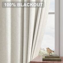Beige Linen% Blackout Curtains 84 Inch Long, Rod Pocket/Back Tab/Hook Belt/Clip Rings, Thermal Insulated Drapes Bedroom Living Room With Hooks (1 Panel, 60 X 84), Stylish Window Treatments - Caramel Brown - View 8