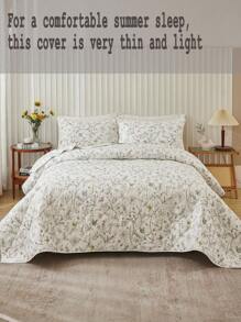 3pcs Floral Print Cotton Bedding Set (1 Quilt Cover + 2 Pillowcases, No Filler), Lightweight, Breathable, Soft, Microfiber, Skin-Friendly, Suitable For Bedroom, All Seasons