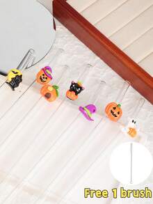 Bộ ống hút Halloween phiên bản giới hạn 1 cái/3 cái/4 cái/7 cái | Bí ngô vui nhộn + Lâu đài nhà ma + Mèo đen bí ẩn | Chất liệu thủy tinh chịu nhiệt | Bao gồm cọ vệ sinh & có thể tái sử dụng - Trong sáng - Xem 16