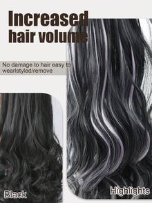 14英寸/18英寸/22英寸合成纤维抽绳马尾夹式假发，适合女性在圣诞节和万圣节佩戴 - 黑色 - 查看 3