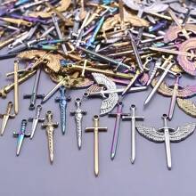 2 buc pandantiv sabie aripă din oțel inoxidabil 304, accesoriu stil punk potrivit pentru colier, cercei, breloc, artizanat DIY, bijuterii unisex la modă, purtare zilnică, nu se decolorează, impermeabil