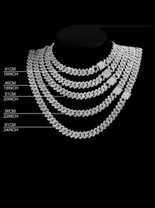 14mm Crampon Cuban Chain Necklace Bracelet Anklet For Men And Women, High Quality Rhinestones, Chunky Cuban Chain, Punk Jewelry, Direct Selling