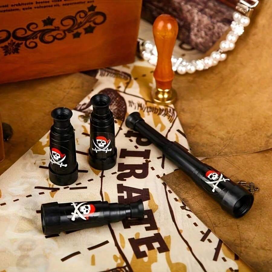 塑膠海盜望遠鏡 大量海盜派對用品 海盜望遠鏡派對小禮物 迷你望遠鏡裝飾道具 適用於派對用品 萬聖節 - 彩色 - 查看 1