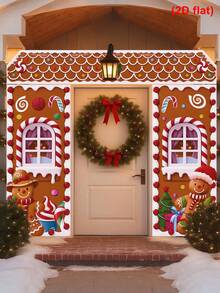 1Set Christmas Gingerbread Man Gatepost Couplet, Door Banner With Candy House Design, Hanging Banner, Christmas Door Hanging, Hanging Ornament, Merry Christmas Decoration, Xmas Decor, Christmas Decorations For Home, Versatile Hanging Options For Porch, Door, Indoor Yard, Indoor/Outdoor Party Decor - Gingerbread Man - View 10