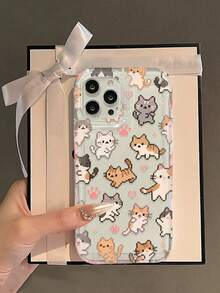 可爱猫咪元素像素艺术猫咪图案透明时尚手机壳，兼容 16/11/12/13/14/15/15 Pro/15 Plus/15 Pro Max/7 Plus/8 Plus/X/Xs Max/Xr/11 Pro/12 Pro/13 Pro/14 Pro/12 Mini/13 Mini/11 Pro Max/12 Pro Max/13 Pro Max/14 Pro Max/14 Plus/6/6s/6 Plus/7/8/16 Pro/16 Plus/16 Pro Max/SE 和 Galaxy A54/A14/A12/A13/A15/A32/A33/A24/A52S/S20/S21/S22/S23/S24/S23 Plus/S24 Ultra/S25/A15/A33/A23，春季生日派对礼物 - 彩色 - 查看 2