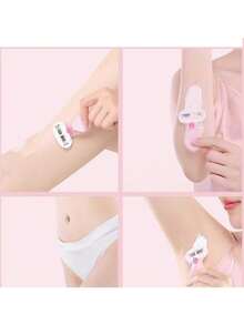 女士剃毛器，适用于腋下、腿部和比基尼区域，便携式剃须刀，粉色安全手动剃须刀，女士比基尼手动剃须刀片脱毛器/5层刀片，不锈钢可替换刀片粉色剃须刀头，女孩旅行必备礼物（手柄+刀头+收纳盒） - 彩色 - 查看 7