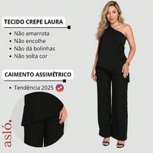 Women's Set: Wide Leg Pants, Blouse, Zero Sleeve Tunic, Elegant Casual Tailoring - Black - View 4