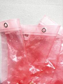 1pc EVA Transparent Shower Curtain, 3D Water Cube Embossed Asymmetrical Shape, Pink Transparent, Multiple Sizes, No Hooks - Pink - View 8