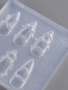 1 pieza Molde de arte de uñas con diseño de crema de pastel lindo, patrón de rayas de encaje de pastel francés, herramienta de desmoldeo de arte de uñas DIY - transparente - Ver 6