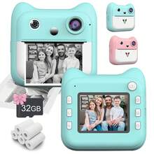 Kids Instant Camera With 2.4-Inch, USB Rechargeable, Cute Design, Including Printing Paper For Entertainment Photos, Durable Youth Photography | Durable Youth Camera,Multi Functions Instant Print Camera ,Music Player Enjoy Tho Music Time ,Mini Instant Camera, Compact Pocket Size Suitable For Travel And Daily Use,Toy Camera