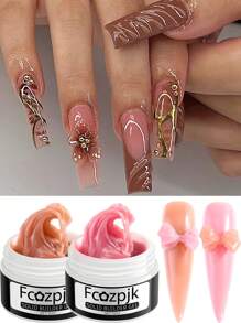 3D 雕刻凝胶不粘手雕刻凝胶套装，透明白粉色裸色固体指甲修整凝胶，含法式蛋糕霜指甲雕刻模具双头硅胶美甲雕刻笔美甲刷雕刻 DIY 美甲沙龙美甲用品套装 - 彩色 - 查看 12