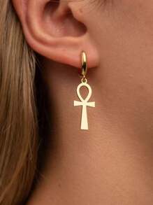1 对 Ankh 耳环十字架耳环女士男士镀金生命之钥耳环埃及幸运护身符珠宝手工珠宝