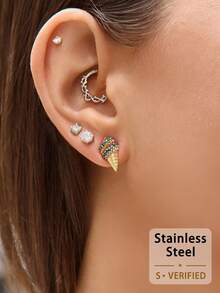 16G 8mm/10mm 316L Stainless Steel Closed Nose Ring, Septum Ring, Fashion Personalized Sheep Horn Nose Piercing Jewelry, Women's Cartilage Earring - Thorn - View 3