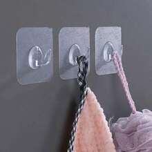 10/5pcs Transparent Wall Mounted Clothes Hangers, Self-Adhesive High Load Bearing Hooks, Suitable For Kitchen, Bathroom, Practical Clothes Hangers, Adhesive Hooks, Towel Racks, Bedroom Wall Decor, Hangers, Hooks, Hangers, Back To School, Storage Racks, Organization, Key Racks, Wall Mounted Key Racks, Key Hooks, Adhesive Hooks, Door Hooks, Bedroom Decor, Kitchen Accessories - White - View 5