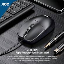 AOC KM151 Keyboard And Mouse Office Set Wired Light Sound Design Keyboard Mechanical Feel Keys Mouse Precise Tracking USB Plug And Play Black - Black - View 5