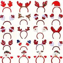 12pcs Mixed Christmas Headbands - Holiday Plastic Headbands With Santa Claus, Snowman And Reindeer Horn Decorations, Suitable For Christmas Party Decor, Best Choice For Christmas