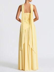 Color Block Ribbon Cocktail Dress, Minimalist & Stylish, Suitable For Summer
