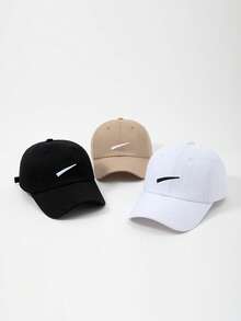 Women Street Style Fashionable Embroidered Plain Baseball Cap, Ideal For Spring/Summer Breathable And Daily Outfits - Slash - View 9