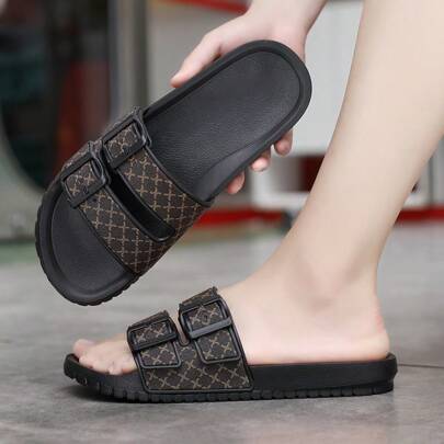 Sandales décontractées pour hommes, glissières légères et confortables à une bride, sandales pour hommes à bout rond, tongs de plage mode pour l'extérieur