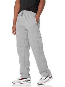 Men's Casual Cargo Sweatpants With Drawstring For Hiking - Grey - View 8