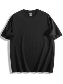 100% Cotton Women's Black T-Shirt, Fashionable Short-Sleeved T-Shirt, Printed With The Pattern Of "Mystical Forest Fox And Crescent Moon", Casual And Loose Fit, Machine Washable, Street Printed T-Shirt, Casual Clothing, Adult Top - 黑色 - 查看 2