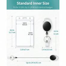 2 Pack Badge Holder Vertical Clear Plastic Case With Retractable Badge Reel Carabiner Clip Soft Waterproof Card Protector For IDs Credit Cards Proximity Cards Drivers Licenses And Passes - 樣式1 - 查看 3
