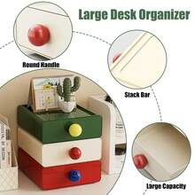 Stackable Storage Box (1 Piece) / Dopamine Storage Box / Colorful Plastic Storage Box - Ideal For Storing Office Supplies, Cosmetics, Stationery, Hair Ties, Jewelry, And Makeup Pens. Perfect For Organizing Your Vanity, Desk, Bathroom, Or Nightstand. - Multicolor - View 7