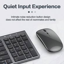 JOMAA 人体工学蓝牙 & 2.4G 双模无线键盘鼠标套装，可充电 99 键多设备无线键盘鼠标套装，适用于 PC/笔记本电脑/平板电脑（灰色/银色/黑色）