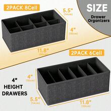 4 Pack Fabric Collapsible Drawer Organizers For Socks, Underwear, Clothes, Ties & Belts, B - Grey