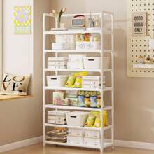 1 件/多层收纳架，家用收纳架，卧室落地展示架，简易耐用零食/杂物/鞋架，塑料+粉末涂层管+无纺布材质，易于组装，适用于各种场景 - 彩色 - 查看 7