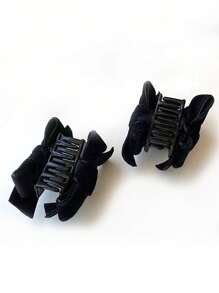 2pcs Women Vintage Velvet Bowknot Hair Clips, Princess Style Hair Accessories, Mini Hair Claw Clips For Bangs And Half-Up Hairstyles, Bow Accessories, School Stuff, College Autumn Accessories Fall Winter For Vacation Outfits Woman