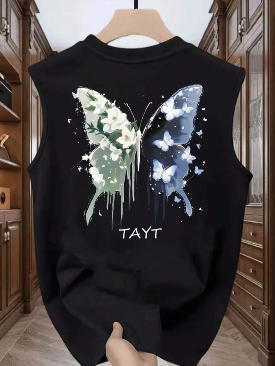 Women's Casual Summer Tank Top, 100% Cotton, Sleeveless, Round Neck, Maximum Comfort - 黑色 - 查看 1