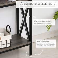 HOMCOM Percheros de entrada - Gris - Ver 3