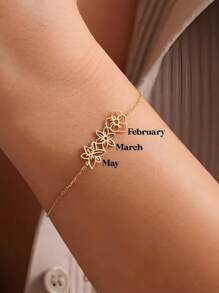 Custom Birth Flower Bracelet, Customized 2-5 Birthday Flowers Bracelets, Family Bracelet For Mom, Personalized Jewelry Gifts, Mothers Day Gifts, Mom Necklace, Meaningful Gifts For Mom, Personalized Name Jewelry, Black, Silver, Gold, Stylish, Colorful, Vintage, Simple, Unisex, Casual, Cuties, Custom, Personalized, Unique, Ideal Gifts For Him, Ideal Gifts For Her, Her, Boyfriend, Girlfriend, Dad, Mom, Family, Friends, For Anniversaries, For Birthdays, For Graduation, For Prom, For Party, Customized Fashion Bracelets, Silver Stylish