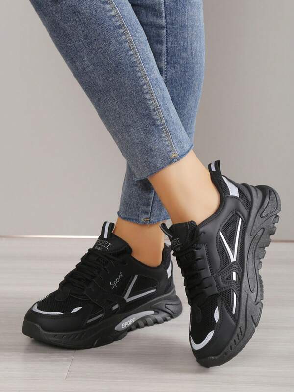 1 paire de baskets épaisses respirantes décontractées, chaussures de sport polyvalentes et confortables