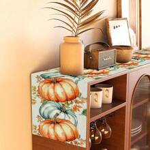 1/108 piezas Camino de mesa con impresión digital de calabazas y hojas de arce de otoño y Acción de Gracias - Decoración para ambiente de reunión familiar en Acción de Gracias, adecuado para fiestas festivas, regalos, decoración de temporada de cosecha de otoño