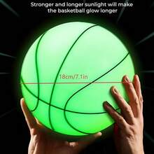 1pc Glow-In-The-Dark PVC Inflatable Luminous Bouncy Basketball Toy, Suitable For Water And Ground Games, Diameter 16cm/18cm (6.3in/7.1in) - Multicolor - View 8