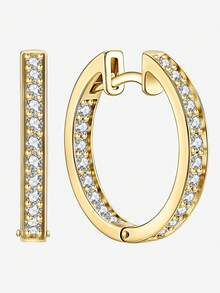 1 Đôi bông tai kim cương bạc S925 Sterling sang trọng và tinh tế, quà tặng trang sức cao cấp cho ngày lễ, quà tặng sinh nhật, thích hợp cho phụ nữ đeo hàng ngày - Hoa tai kim cương - Xem 5