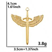 2 buc pandantiv sabie aripă din oțel inoxidabil 304, accesoriu stil punk potrivit pentru colier, cercei, breloc, artizanat DIY, bijuterii unisex la modă, purtare zilnică, nu se decolorează, impermeabil