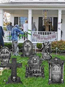 6 pezzi Decorazioni per tombe di Ognissanti con picchetti - perfette per cimitero all'aperto e decorazioni da prato