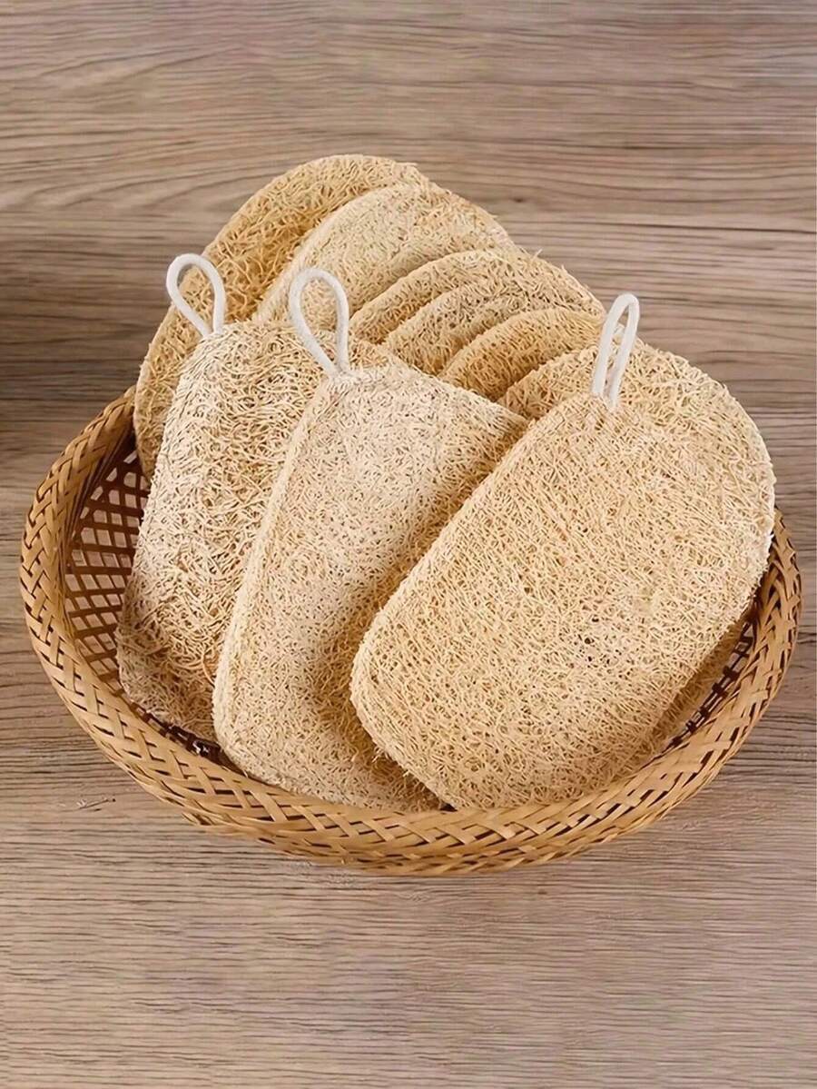 5 buc. burete de mătase naturală din fibră vegetală, din pepene galben - scrubber oval din fibră vegetală cu cârlig, spălare moale pentru baie, curățare baie, bucătărie și baie, calitate înaltă, folosit pentru curățarea băii, dușului și bucătăriei