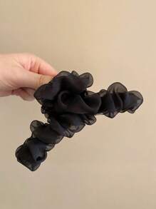 1pc Minimalist Elegant Organza Scrunchie Hair Claw Clip, Suitable For Everyday Wear (Affordable Price. Regular Material. Due To Craftsmanship, Some Clips May Have Adhesive Residue Which Can Be Removed Manually) Elegant Hair Accessories