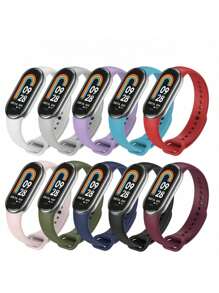 10 Pcs/Pack Strap Compatible With Mi Band 8 9 10 Silicone Bracelet Compatible With XiaoMi Band Wrist Strap Man Women