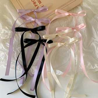 8 piezas Clips para el cabello con diseño de lazo de cinta para niñas, adecuados para la coleta y la decoración lateral, pinzas para el cabello, ganchos para el cabello, pasadores para el cabello, barrettes, lazos, lindos, accesorios para el cabello