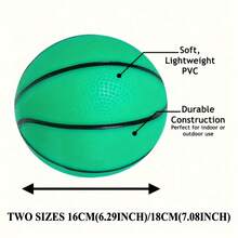 1pc Glow-In-The-Dark PVC Inflatable Luminous Bouncy Basketball Toy, Suitable For Water And Ground Games, Diameter 16cm/18cm (6.3in/7.1in) - Multicolor - View 3
