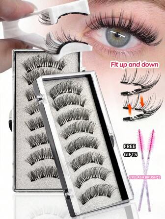 2 Pairs Magnetic False Eyelashes Kit With Professional Tweezers Reusable Thick Crossed Eyelashes Applicator Natural Eye Lashes Mixed Design For Daily Wear, Work, Study, Travel, Parties, Etc.