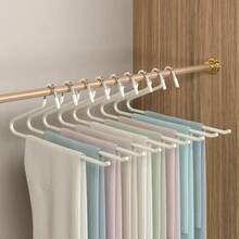 10pcs Non-Slip Pants/Jeans Hangers - Space Saving Open Design Clothing Racks - Sturdy Metal Pant Hangers - Multicolor - View 3