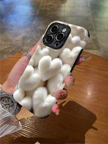 1 件时尚简约蓬松心形图案防震柔软 TPU+PC 二合一手机壳，适用于 Apple 11/12/13/14/15/16/16 Plus/16 Pro/16 Pro Max - 彩色 - 查看 3