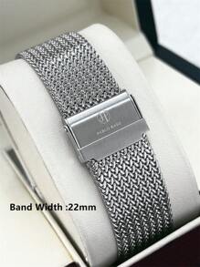 Pablo Raez ساعة رجالية أعمال ساعة معصم للرجال، هيكل من الفولاذ المقاوم للصدأ SUS304 بغلاف فضي، إطار فاخر أسود، جلد ناعم ومريح من الميكروفيبر، قطر كبير مع تاريخ، مقاوم للماء 50 متر، ساعة كوارتز رياضية كاجوال جديدة كهدية رائعة للأصدقاء أو عائلة الأب، مناسبة للحياة اليومية والعمل والحفلات